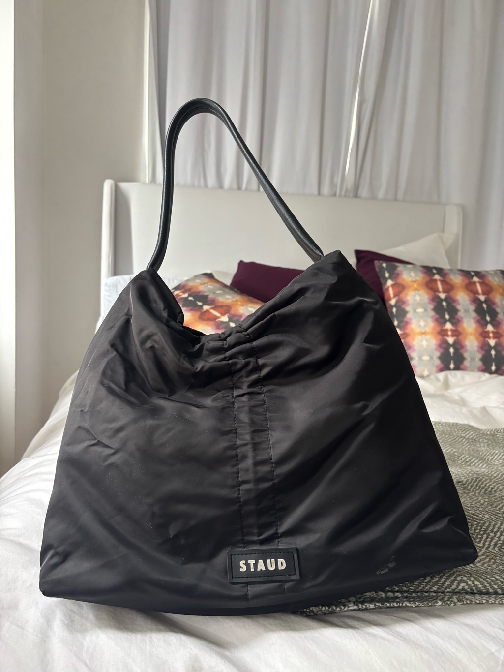 Staud Black Nylon Duffel Shoulder Bag